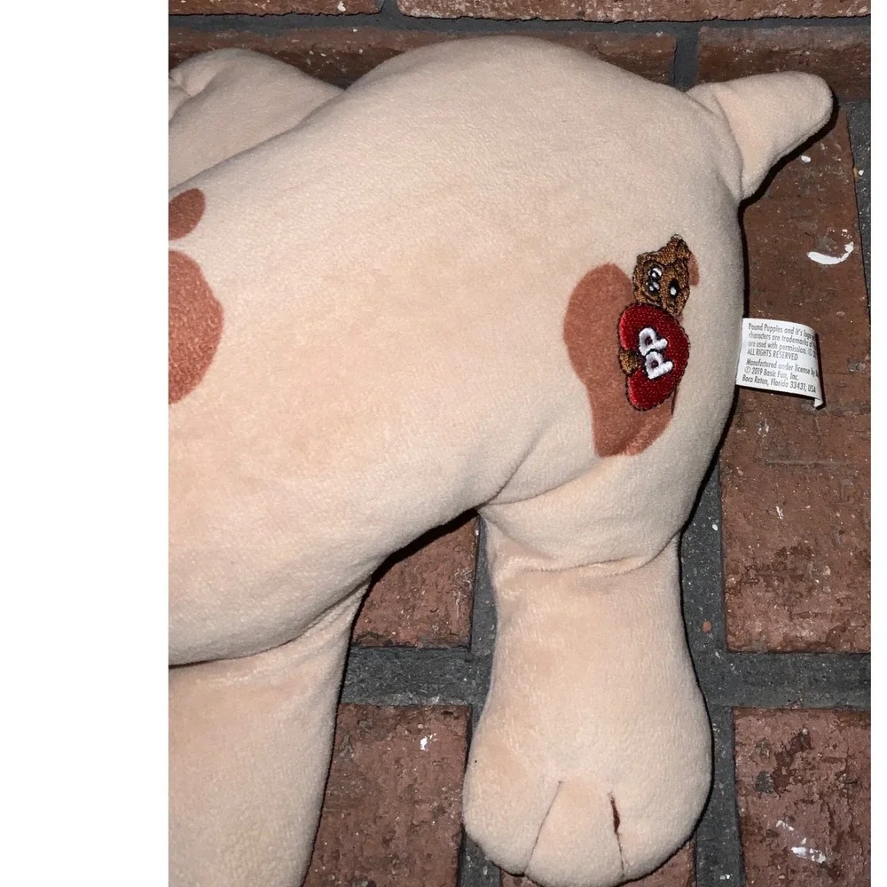 Pound Puppies Tan Brown Spotted Dog Plush 2019 Basic Fun Red Collar Retro 18